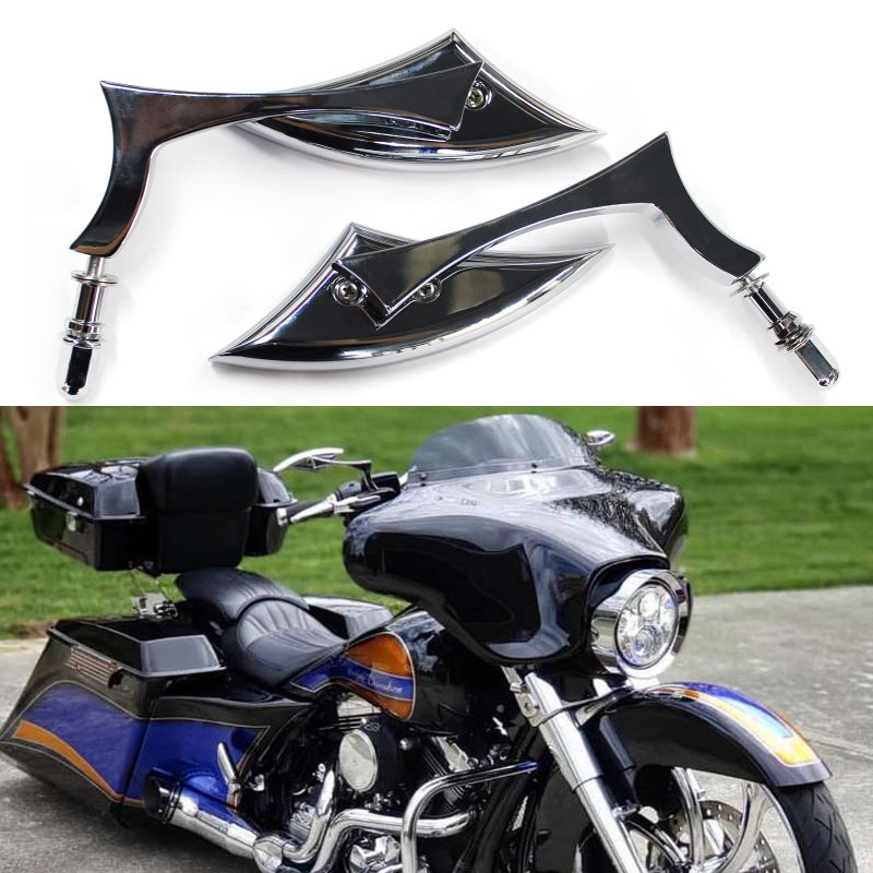 MISS MOLY Pair Motorcycle Chrome Side Mirrors for Sportster XL 883 1200 Road King V-Rod Street Glide Electra Glide Dyna Softail 1982-2018 - Image 3